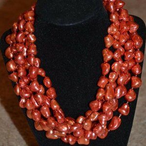 RARE VINTAGE DESIGNER JOSE MARIA BARRERA BAROQUE PEARL STRAND STATEMENT NECKLACE